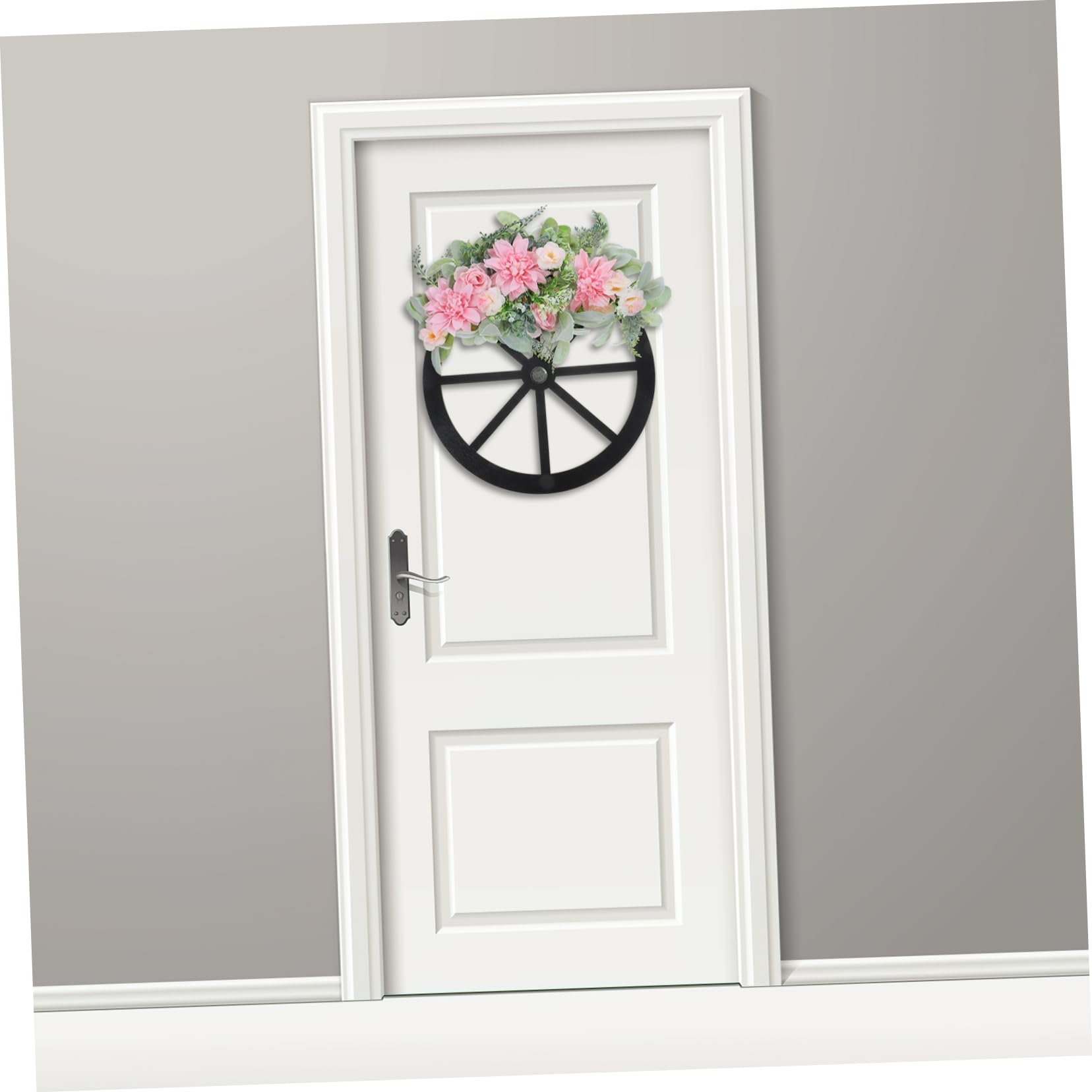 Hemobllo Ghirlanda Primaverile Artificiale di Legno e Decorazione Floreale Forma di Ruota per Porta d Ingresso Ornamento senza Manutenzione