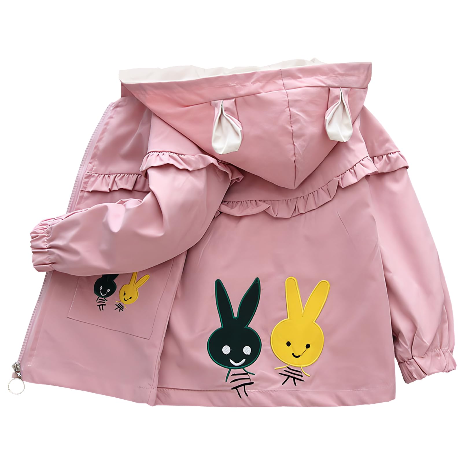Veste Enfant Fille Manteau Coupe-vent Blouson à Capuche Trench-coat Bébé Respirant pour Printemps Automne