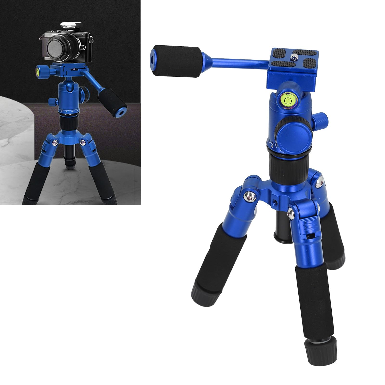 Trépied de Table, Mini Trépied Portable à 5 Sections, Charge de 10 Kg, pour la Diffusion en Direct (Blue)