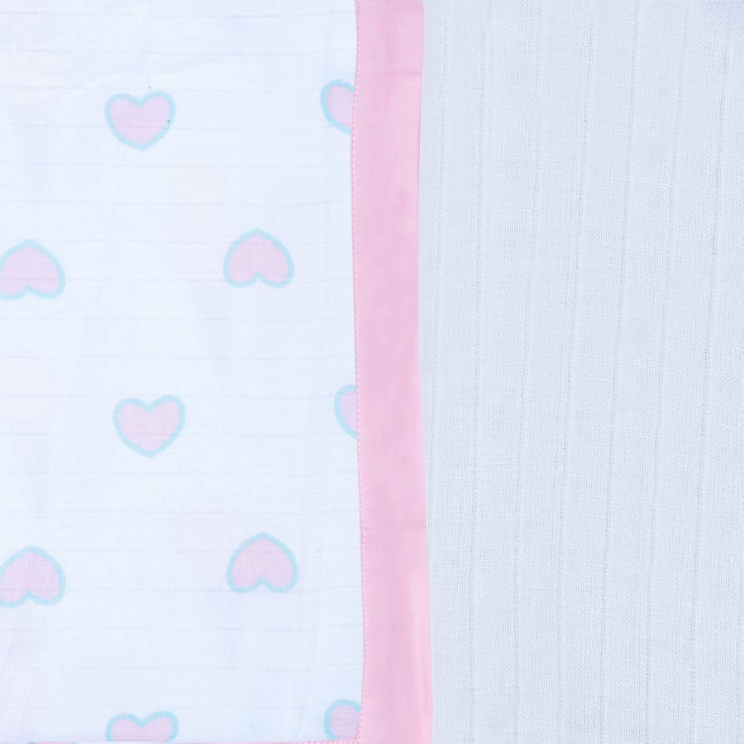 My Milestones 100% Cotton Muslin Baby Blanket - 4 Layered (43x43 inches) - Hearts Print 1