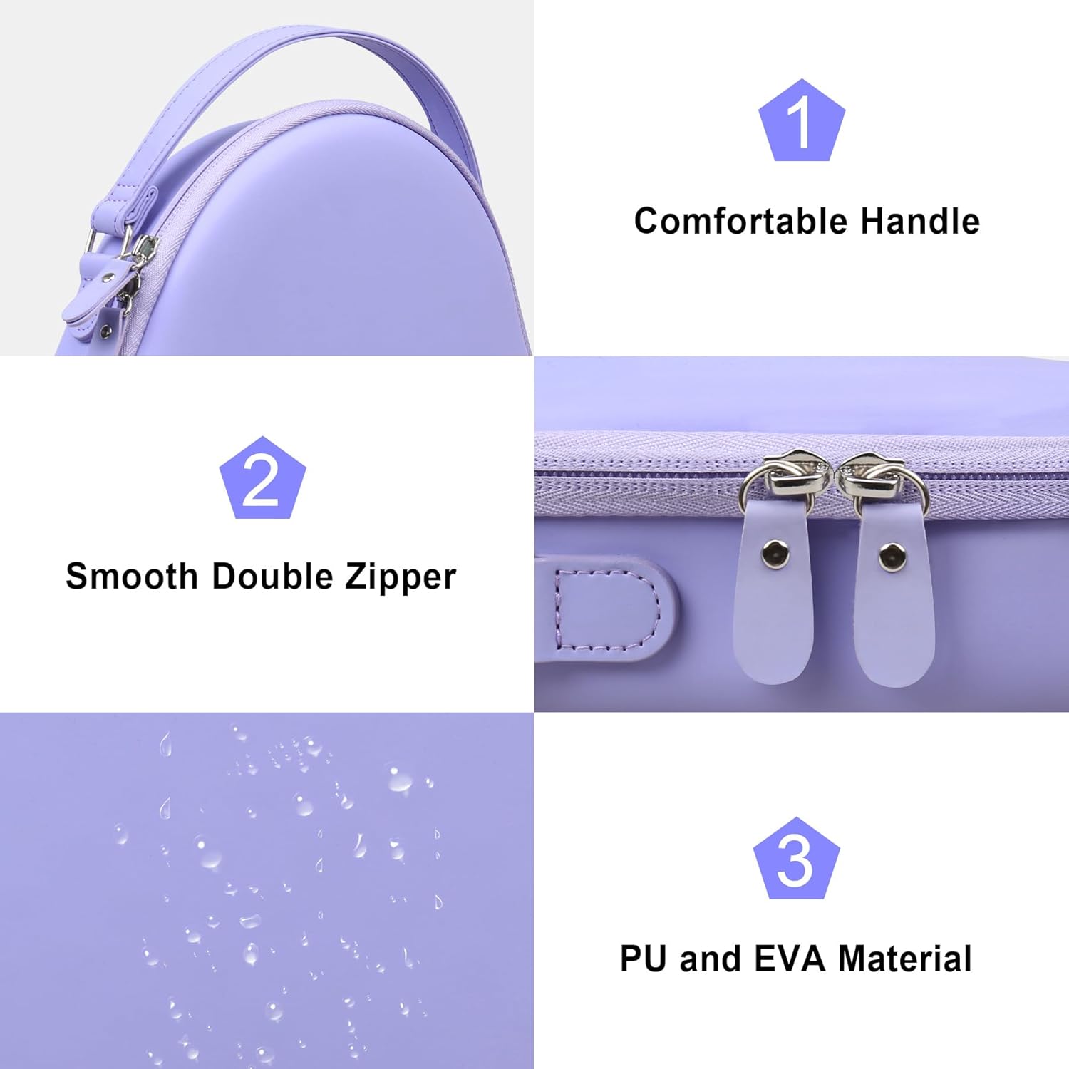 Canboc Airpods Max Case with Sleep Mode for Apple AirPods Max (USB-C/Lightning)(2024/2020) Wireless Over-Ear Headphones, Smart Headphones Case, Extra Space fits Cable, Charger, Purple(PU)