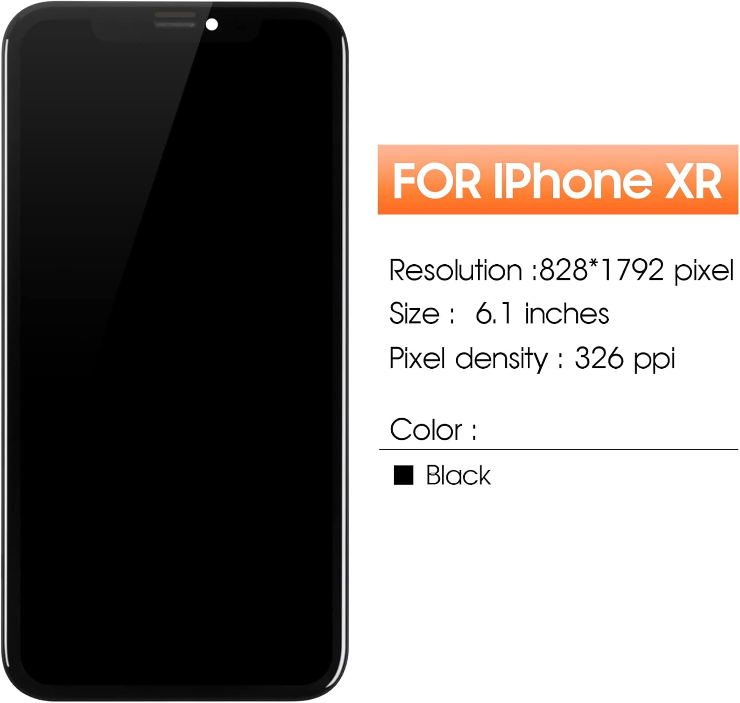 Incell Screen for iPhone XR Screen Replacement for iPhone A1984 LCD Screen A2106,A2105,A2018 Touch Display Digitizer Assembly Repair Parts（Black No Face ID）