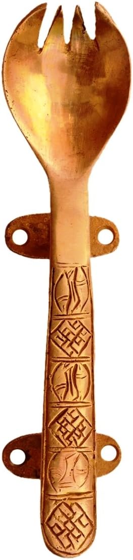 Purpledip Brass Door/Window/Cupboard Handle: Cutlery Spoon Fork Design (11129)