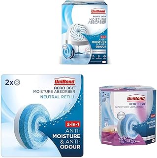 UniBond AERO 360º Moisture Absorber, Ultra-Absorbent Dehumidifier & UniBond AERO 360° Moisture Absorber Neutral Refill Tab & UniBond AERO 360° Moisture Absorber Lavender Garden Refill Tab