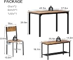 soges 4 Pieces Dining Table Set,43.3 inch Kitchen Table Set for 4,Dining Set with 2 Chairs and Bench with Storage Rack,Nesting Furniture Set for Dining Room,Kitchen,Restaurant, 10FJGSGCCZ1008TW