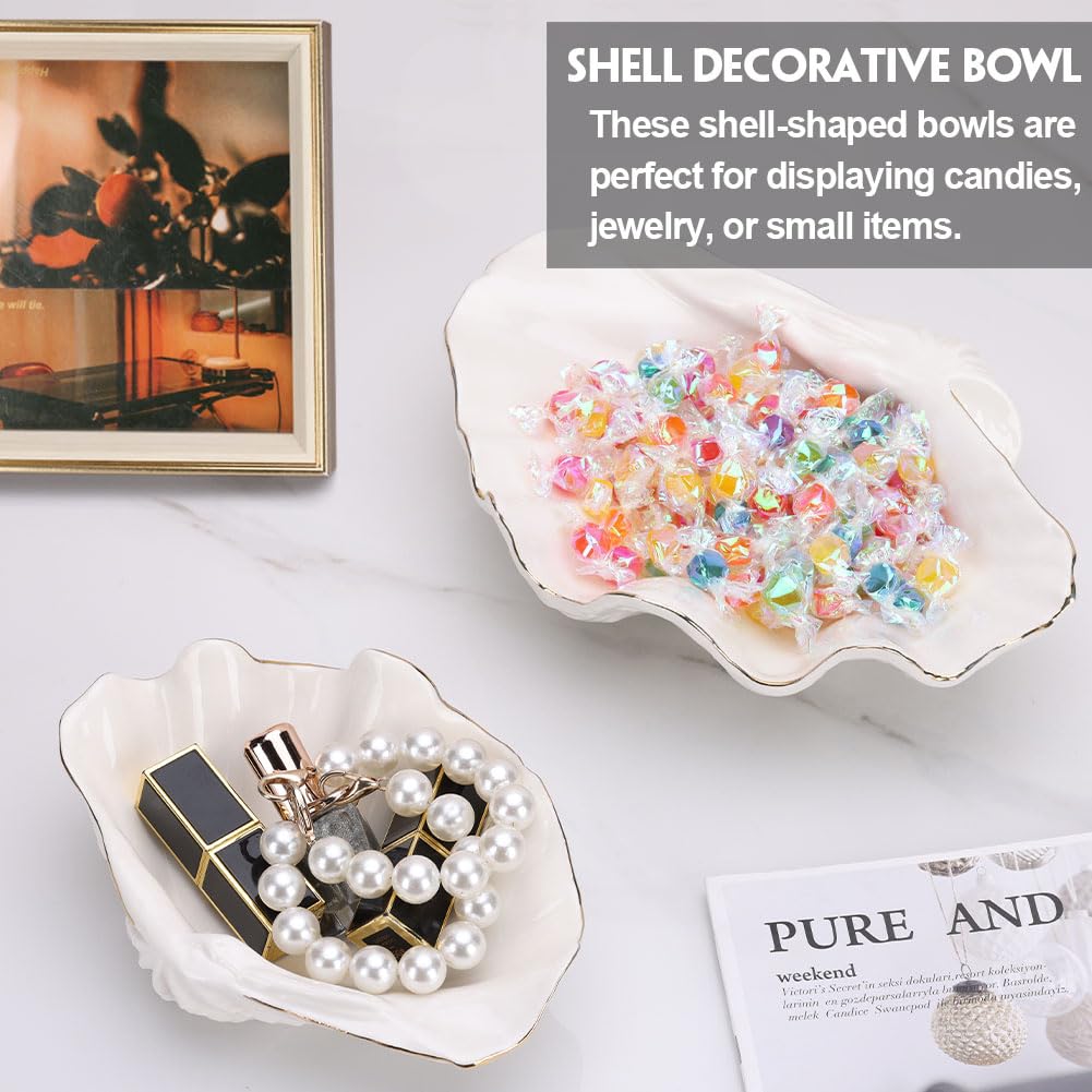 Bol Décoratif en Coquille de Mer Blanche - Grand Plat de Coquille de Palourde, Porte-Fruits, Plateau à Clés, Plat à Bonbons, Centre de Table Côtier
