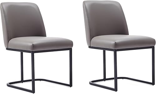Miniatura 17 de Manhattan Comfort Serena - Silla de comedor moderna de piel sintética, asiento sin brazos, ideal para cocina y oficina en casa, juego de 2, color