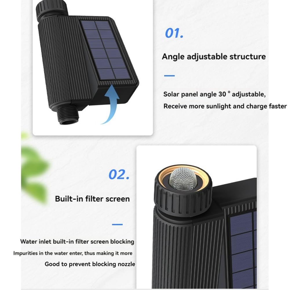 Regadera Solar WIFI, Aspersor Inteligente con Temporizador para Jardín con Sensor de Humedad y Temperatura del Suelo, Herramienta de Riego Automático de Flores