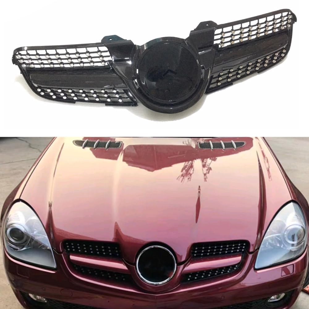 Auto Front Kühlergrille für Mercedes Benz SLK R171 SLK200 300 350 SLK55 2008 2009 2010, Haube Kühlergrill Grill Wabengrill Ersatz Tuning Verschleißteile Karosserie-Anbauteile