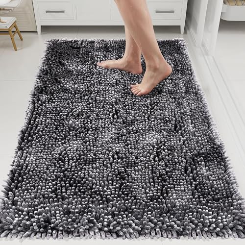Image of HOMEK Chenille Bathroom Rugs, 90×150cm Luxury Bath Rug, Extra Thick Soft and Absorbent Bathroom Mat, Non Slip Machine Washable Bath Mat for Bathroom Floor, Tub and Shower, Toilet, Home Entrance