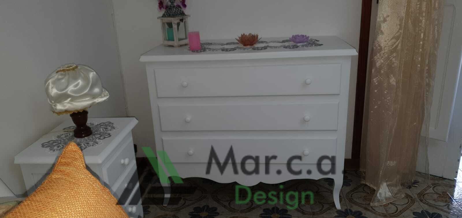 Mar.c.a. Design - Cajonera de madera 107 x 52 x 89 cm 3 cajones – Cajonera Arte Povera Patas Curvas Made in Italy