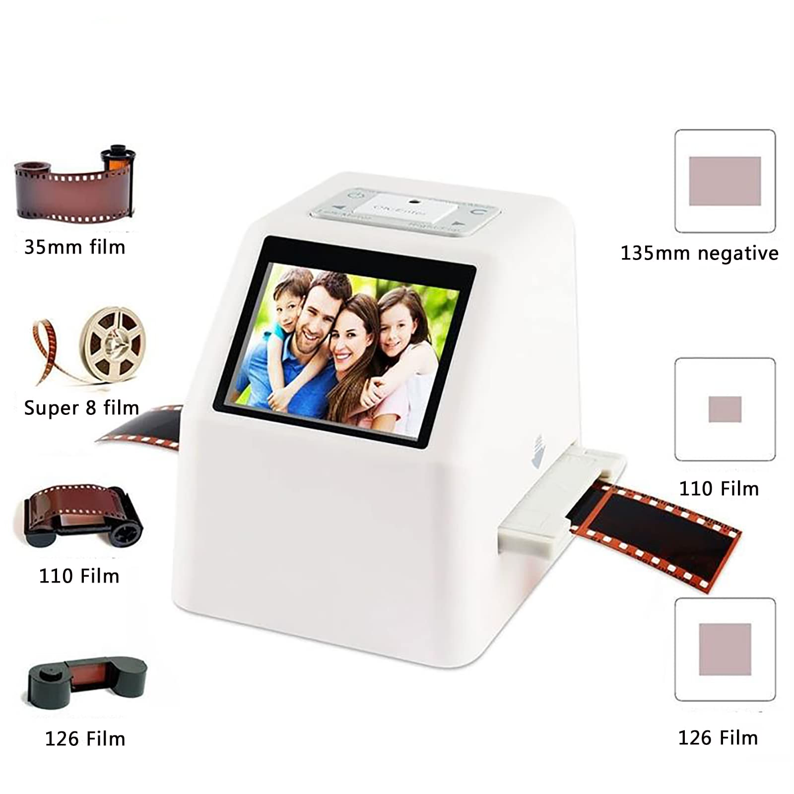 Scanner portatile per pellicole, scanner per negativi ad alta risoluzione da 22MP, schermo LCD da 2,4", conversione di diapositive e negativi in JPEG