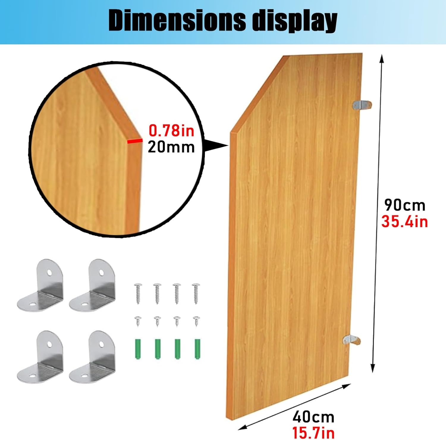 Men's Urinal Partition, Wall-Mounted Urinal Privacy Screen Divider Partition, Adult Urinal Screen Toilet Partition with Stainless Steel Fittings, for Bathroom/Hotel(Wood Grain,1 pc