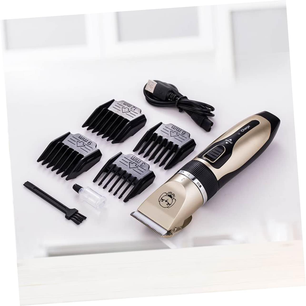 4pcs USB Pet Hair Clipper Dog Grooming Tool Plastic Scissors Safe Electric Trimmer for Dogs Cats Low Noise Blades
