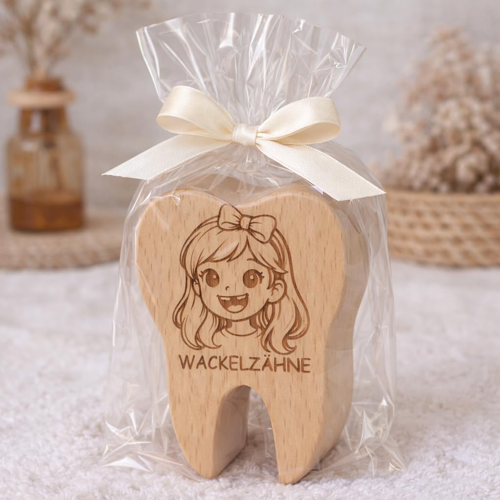 CREOLOGIC Wooden Tooth Box for Milk Teeth, Tooth Box with Laser Engraving, Durable Tooth Box for Children & Tooth Fairy - Image 2