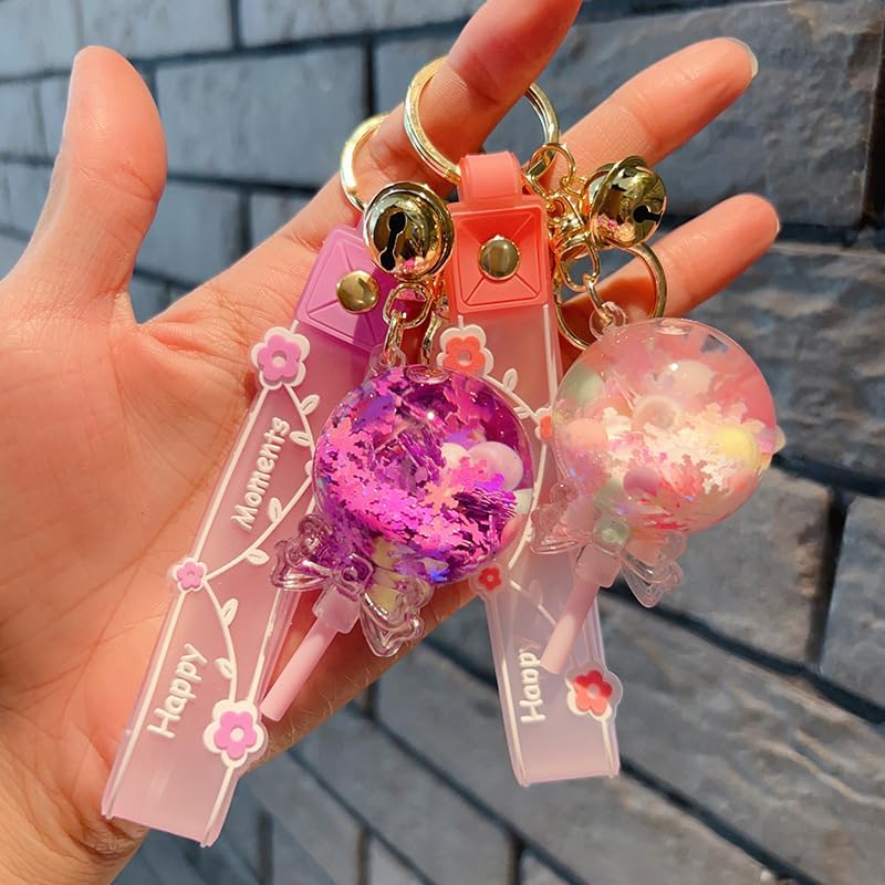 HSYHERE Girls Women Creative Beautiful Floating Candy Lollipop shaple Bottle Keychain Keyrings Key Ring - Image 6