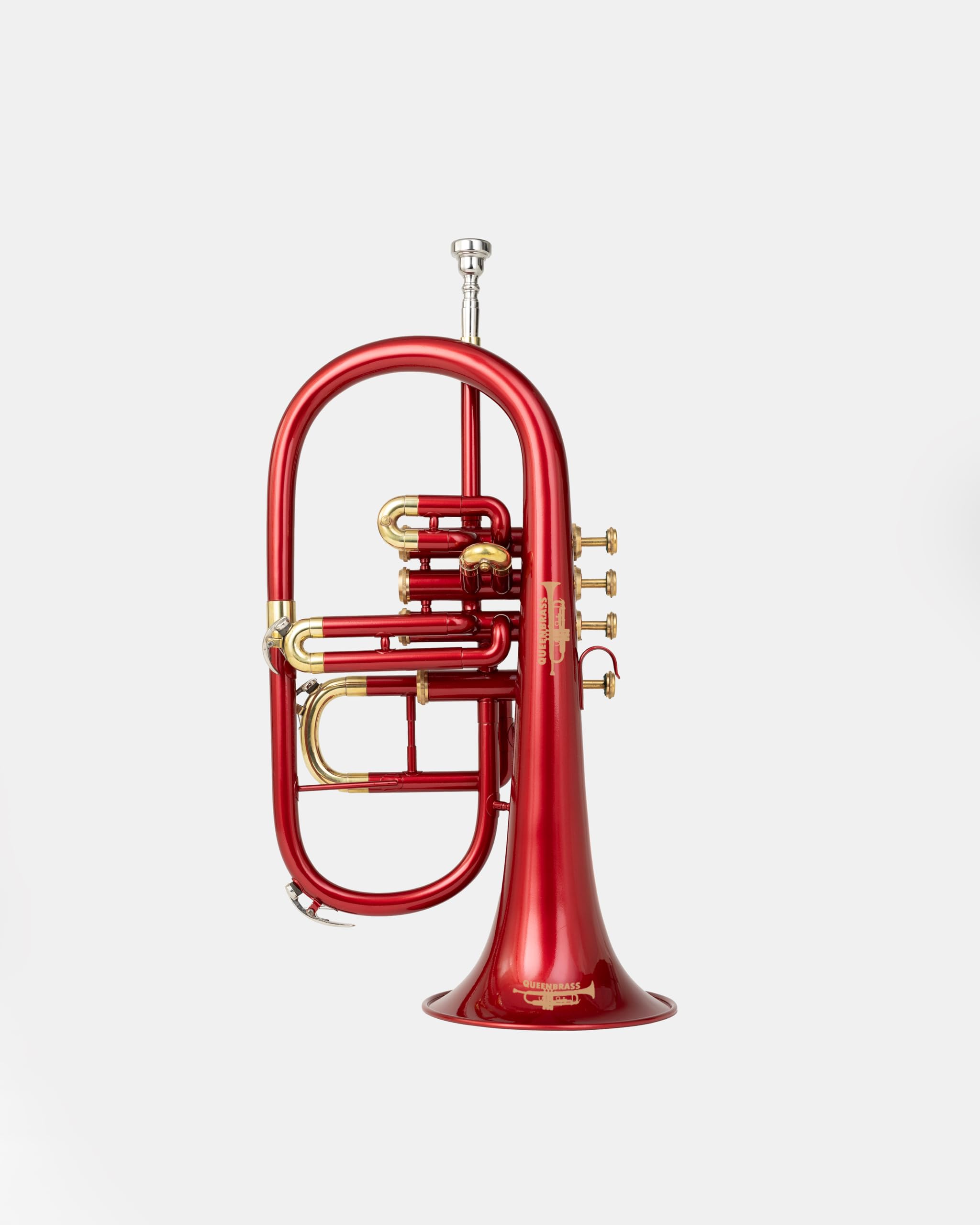 Flügelhorn mit 4 Ventilen in Bb/F-Teilung, farbiges Finish mit Mundstück und Koffer, Messing-Flügelhorn für Jazz, Orchester und Messingbänder, Rot