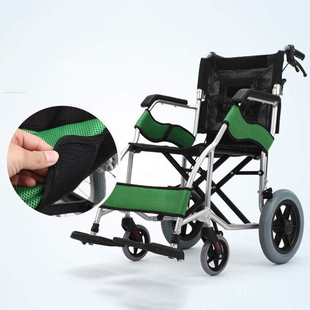 MU Camarero en Silla de Ruedas, Patinete con Doble Freno Neumático No Neumático Pedales Ajustables para Discapacitados/Ancianos,Azul