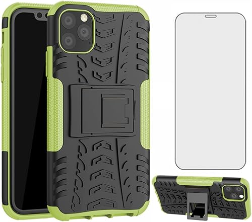 Asuwish Funda de teléfono para iPhone 11 Pro 5.8 con protector de pantalla de vidrio templado y soporte delgado, funda protectora híbrida resistente