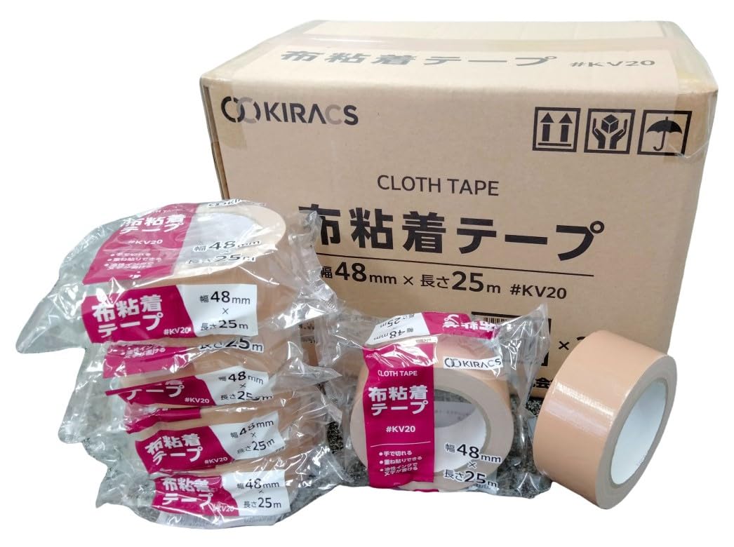 Amazon.co.jp: キラックス 布粘着テープ ＃KV20 48㎜×25㎜ 1