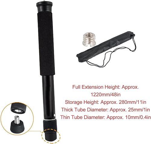 Miniatura 5 de Monopod de cámara de 48 pulgadas, poste extensible de 6 secciones, palo de Unipod telescópico resistente, monopie de fotografía portátil ligero para