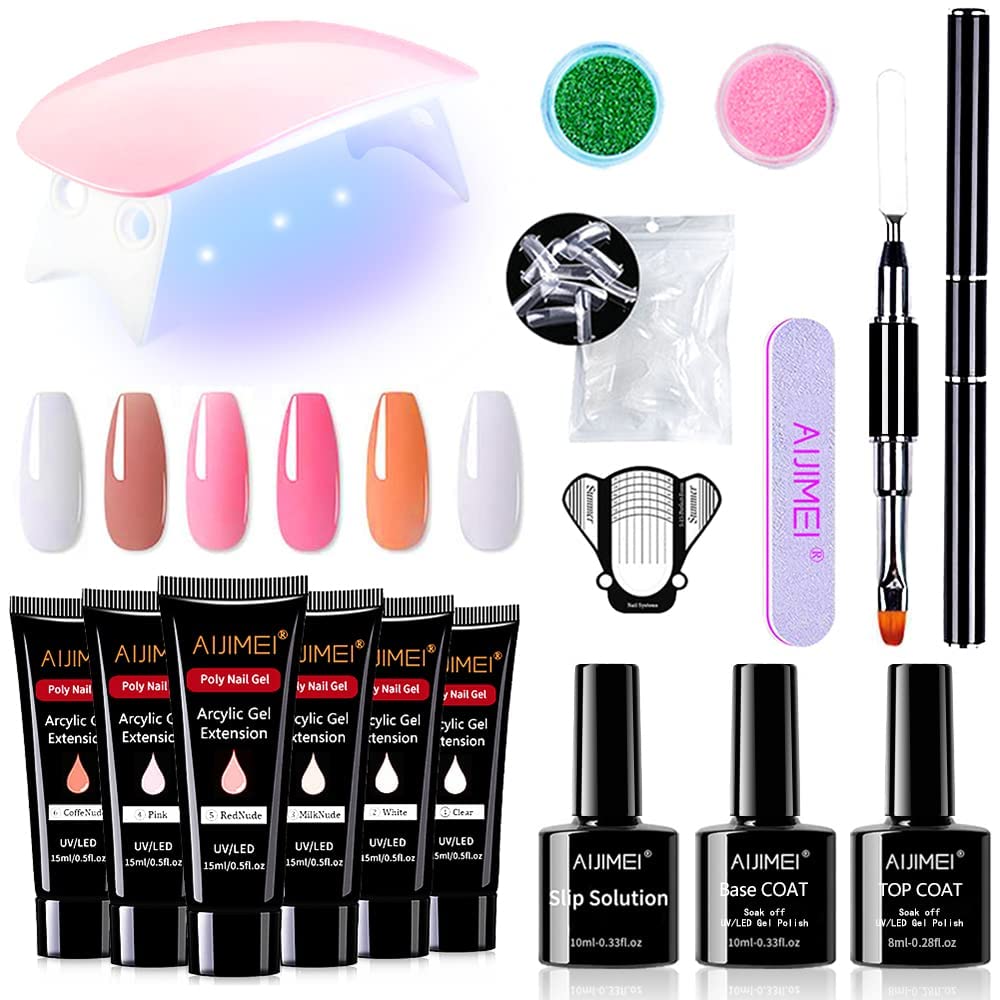 AIJIMEI Poly Gel Nail Kit Poly Gel Nail Gel Nail Thickening Solution Poly Gel Nail Kits with Uv Light Starter Kit Poly Gel Nail Color Packs Poly Gel Nail Kits Starter Kit Poly Gel Remover for Nails : Beauty & Personal Care