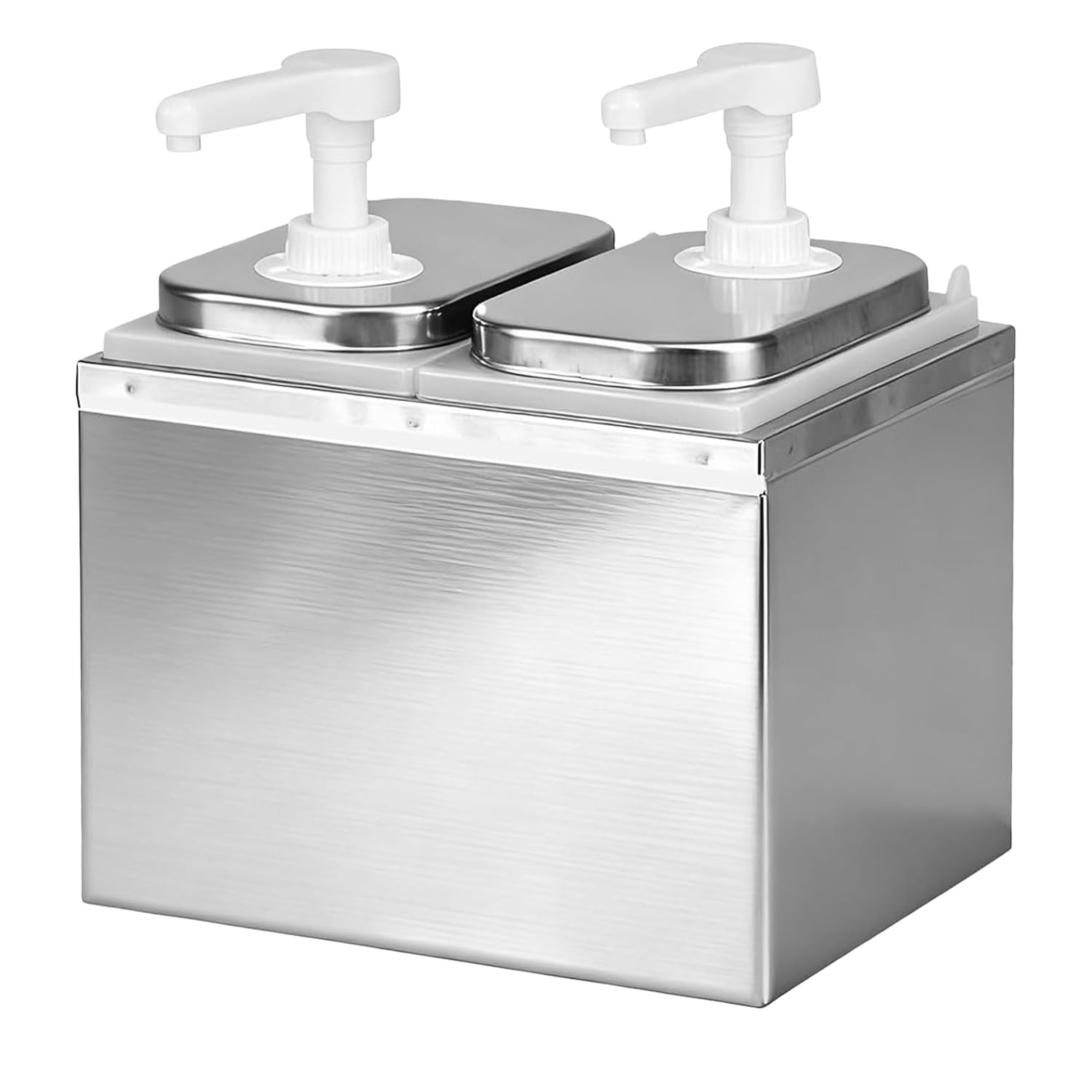 Dosatore per salse da 4 l, con 2 teste di pompa, in acciaio inox, 30 ml per pompa, 2 dosatori da 2 l, per ketchup, maiono, miele, gastro