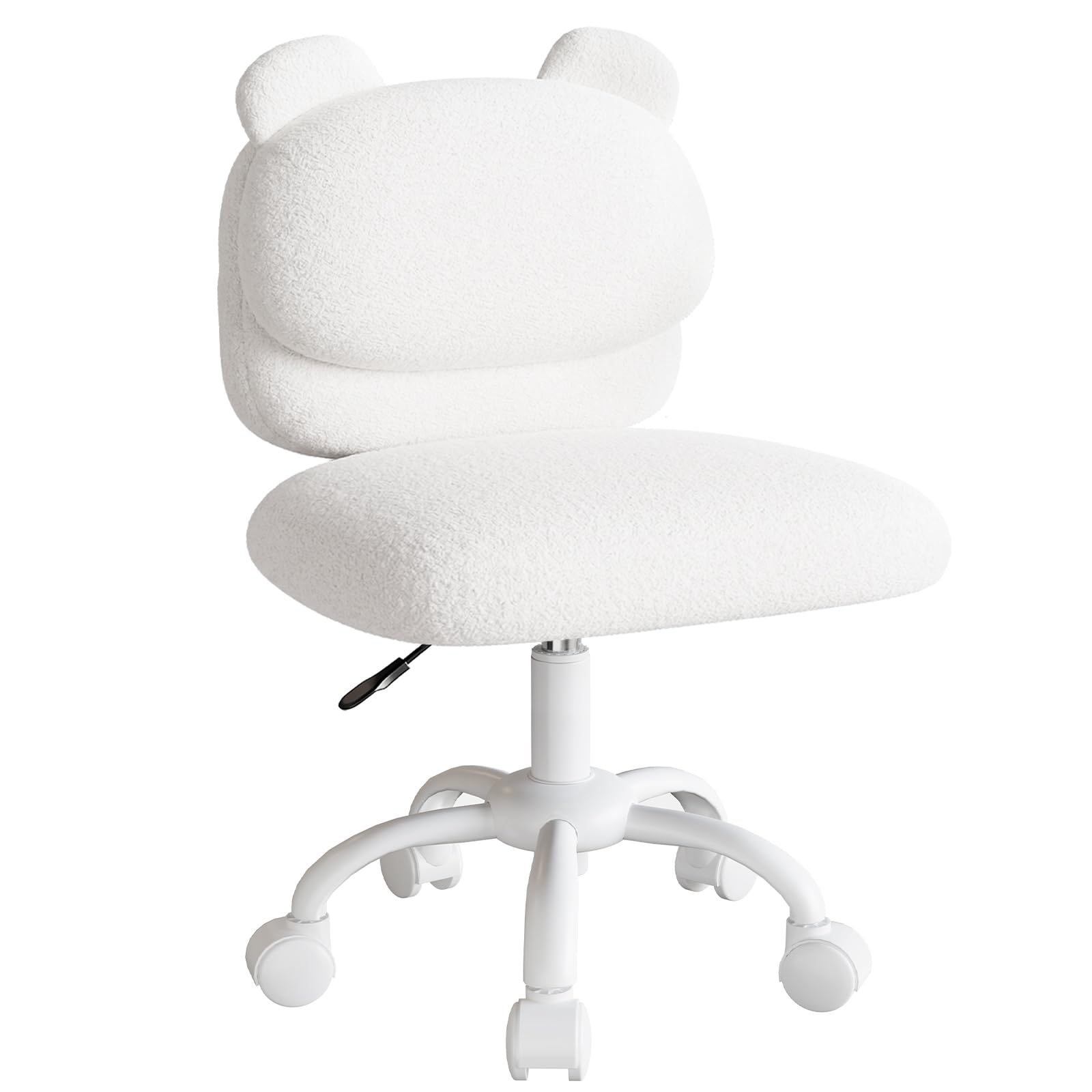 Marsail Schminktisch Stuhl, Schreibtischstuhl aus Teddyfleece, Weiß