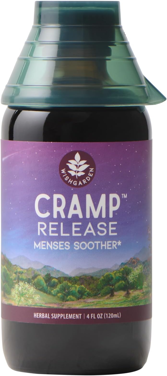 WishGarden Herbs Cramp Release, Menstrual Cramp Relief, Herbal Tincture with Cramp Bark, Black Cohosh, Wild Yam, Period Pain Support, PMS Relief, Liquid Drops, 4oz