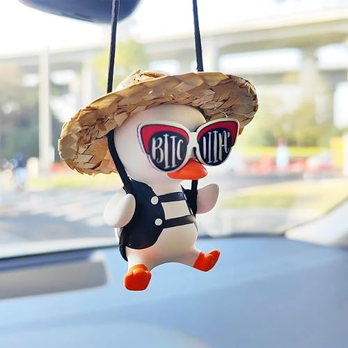 Miniatura 9 de Adorno colgante de pato oscilante para automóvil, accesorios para colgar en el espejo del automóvil, bonita decoración para auto, colgante para