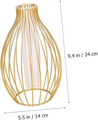 Miniatura 5 de IMIKEYA Jarrón de hierro hidropónico, tubo de vidrio, maceta decorativa única para eventos de oficina en casa, elegante centro de mesa para arreglos