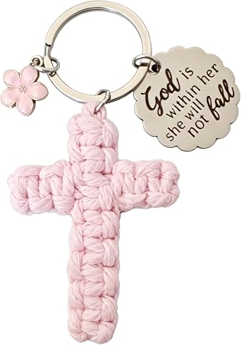 Cross Christian Keychain Jesus Inspirational Bible Verse Key Chain Car Handmade Soft for Women Gifts