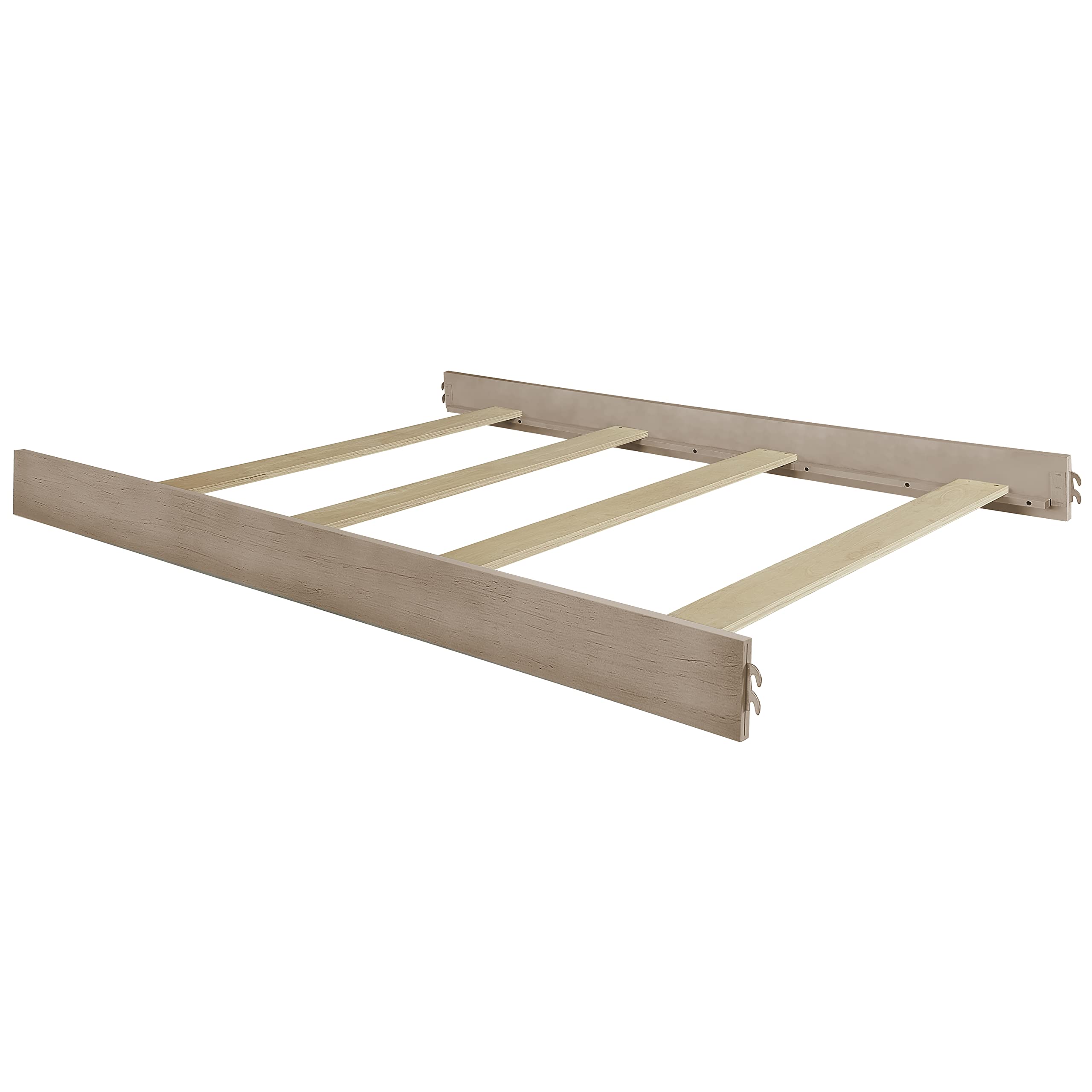 Evolur Full-Size Bed Conversion Rails, Designed &amp; Tested Cribs, Durable Hardwood Build with Secure Mattress Slats, Easy Assembly - Brownstone