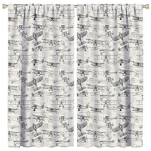 GoDazzling Cartoon Airplane Curtains