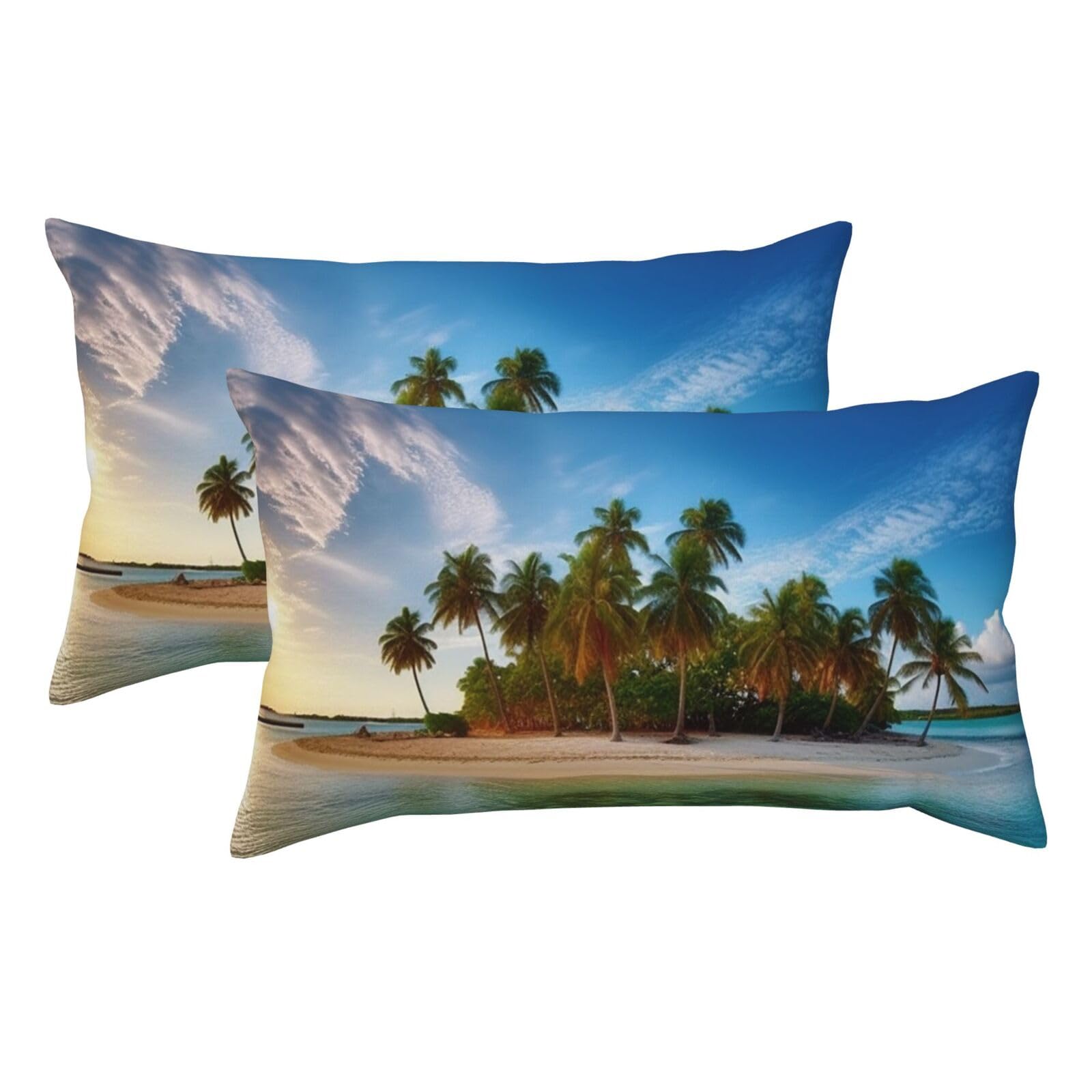 2 Pack King Size Pillow Cases for Hair and Skin Soft Breathable Pillow Case Covers with Hidden Zipper Overseas Islands Pillowcase 20x36 Inches Pillow Covers for Sleeping Gift