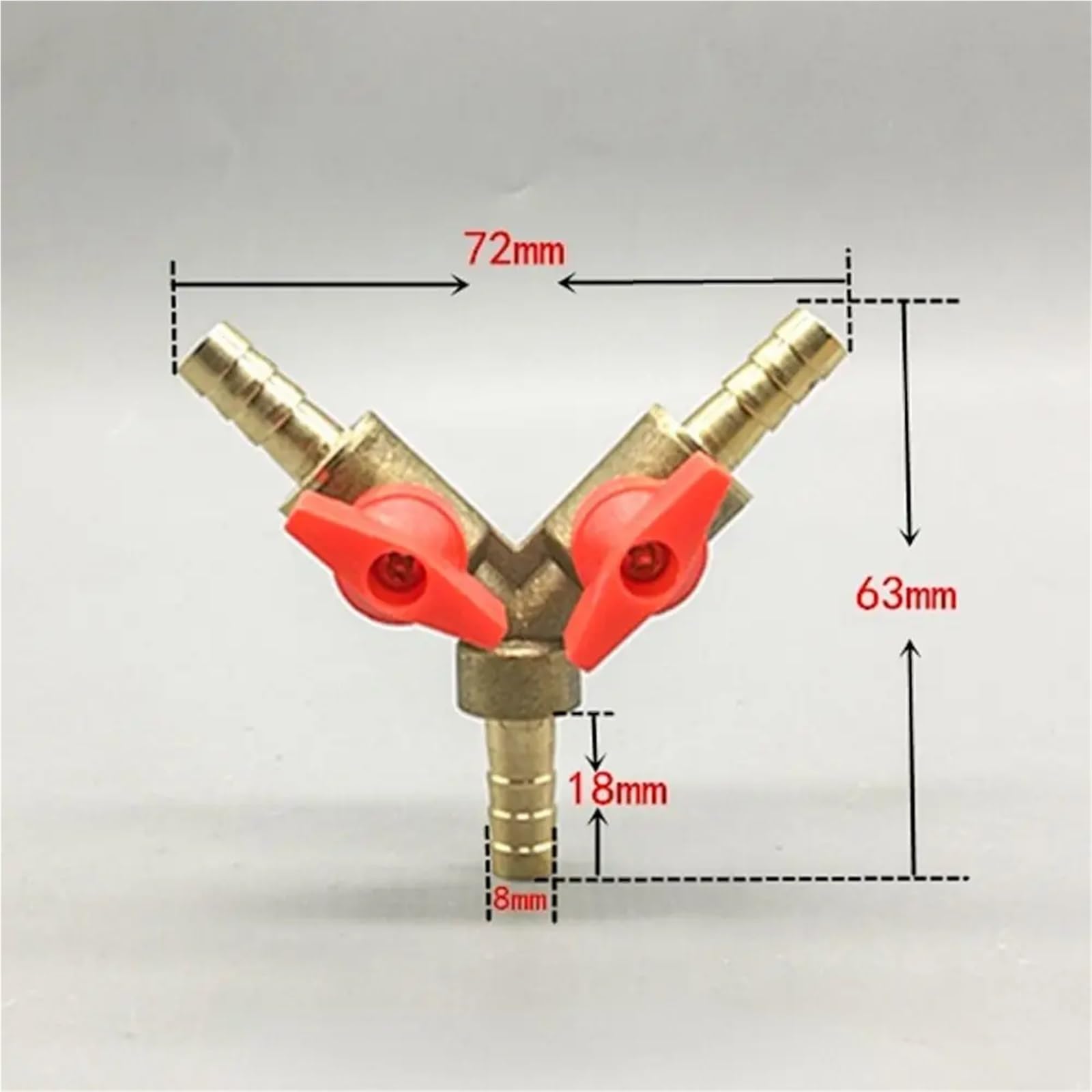 Juego de 4 accesorios de válvula de bola de latón tipo Y de 3 vías para combustible, gas, agua, aceite, aire 8 mm, 10 mm, 12 mm