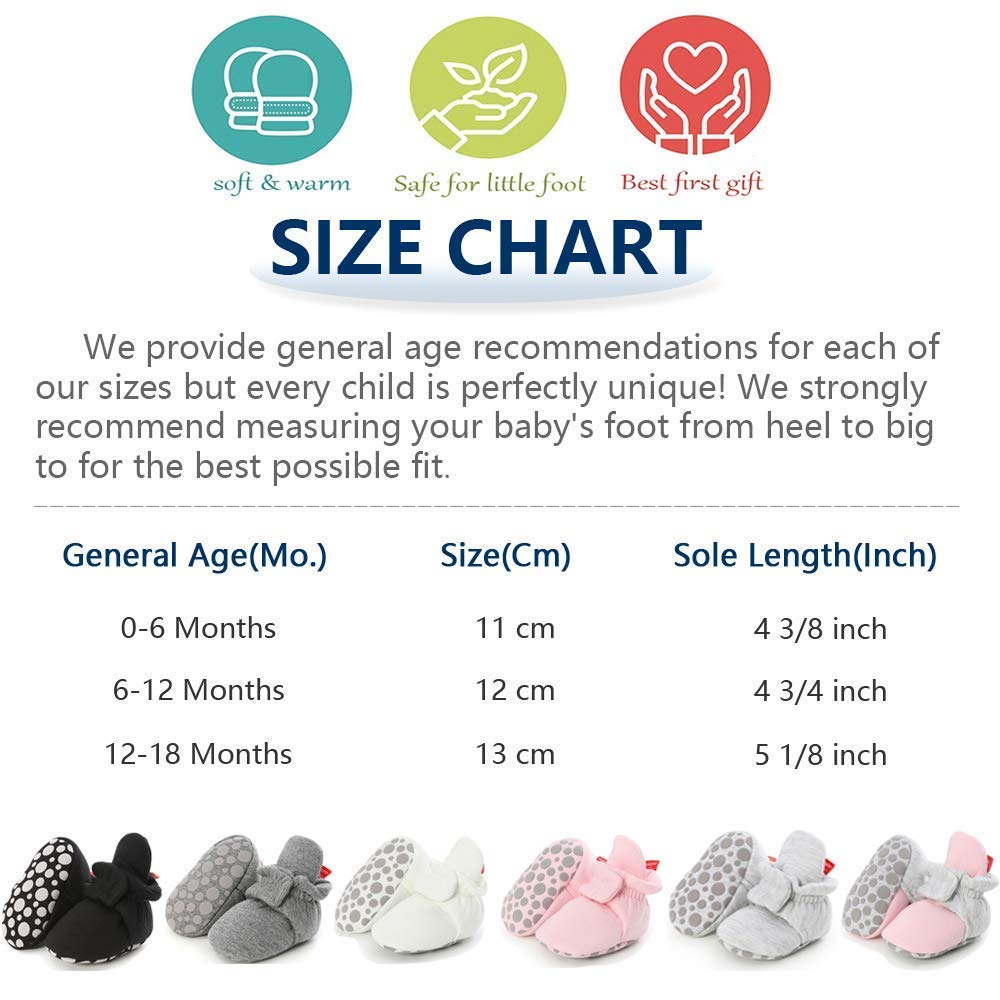 Legou Newborn Infant Baby Girl Boy Cotton Booties Stay On Sock Slippers Soft Non-Skid Shoes with Grippers Multi5 12-18Months