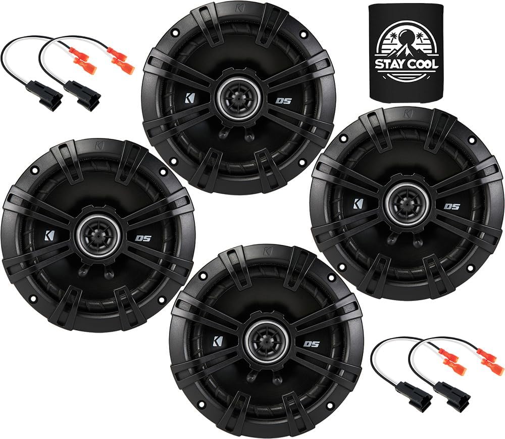 KICKER Speakers 6.75 inch for Chevrolet Camaro 1993-2002 Upgrade Kit - 4 Pack of DS Series with Harness, Coaxial 6 3/4 Car Audio Front Door and Rear Side Panel Speaker for Chevy DSC670, 43DSC6704