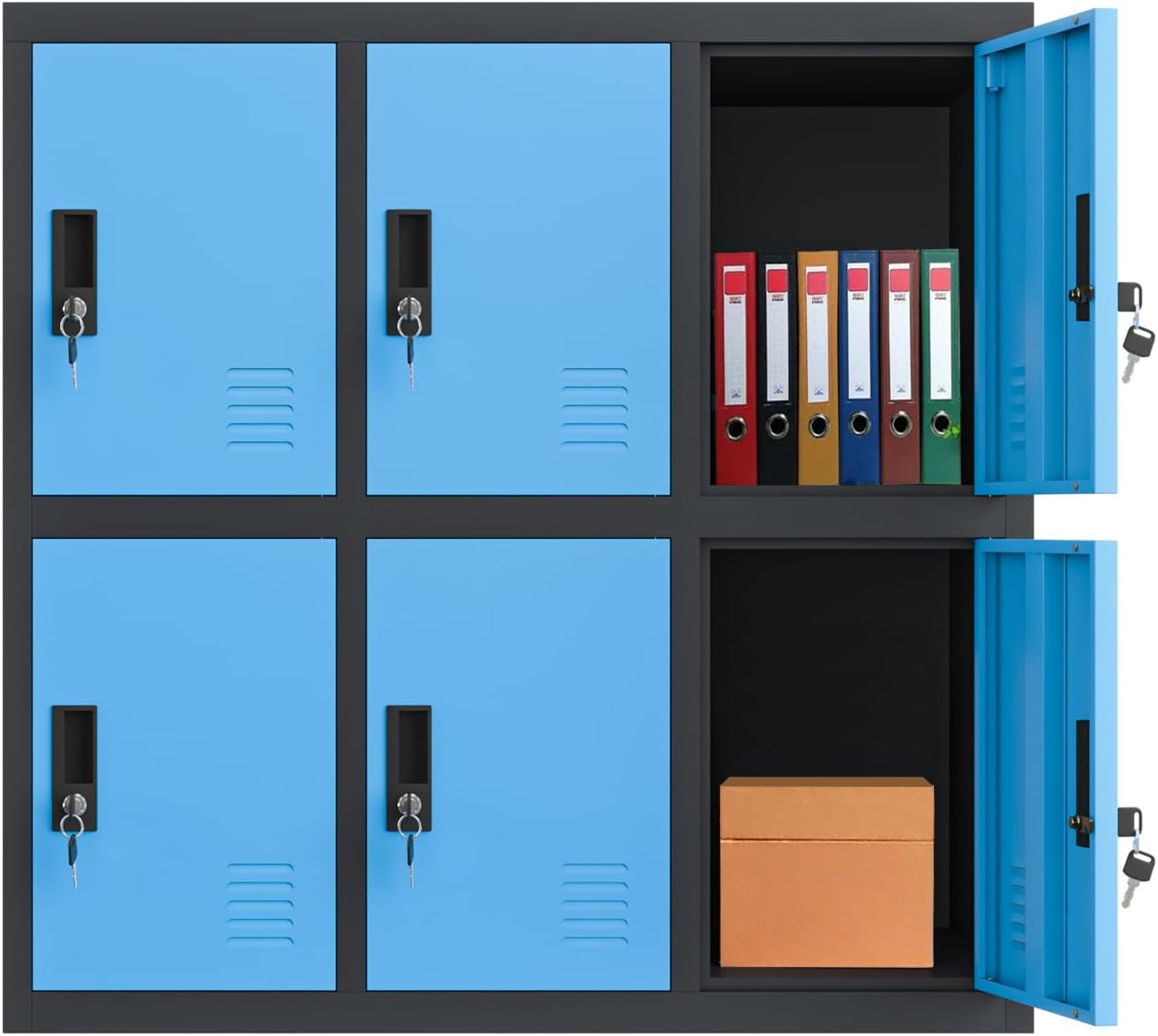 MECOLOR Metal Storage Lockers Employee lockers Small lockers and Business lockers for Home, Office, Garage,Gym,School... (W6D-BU)