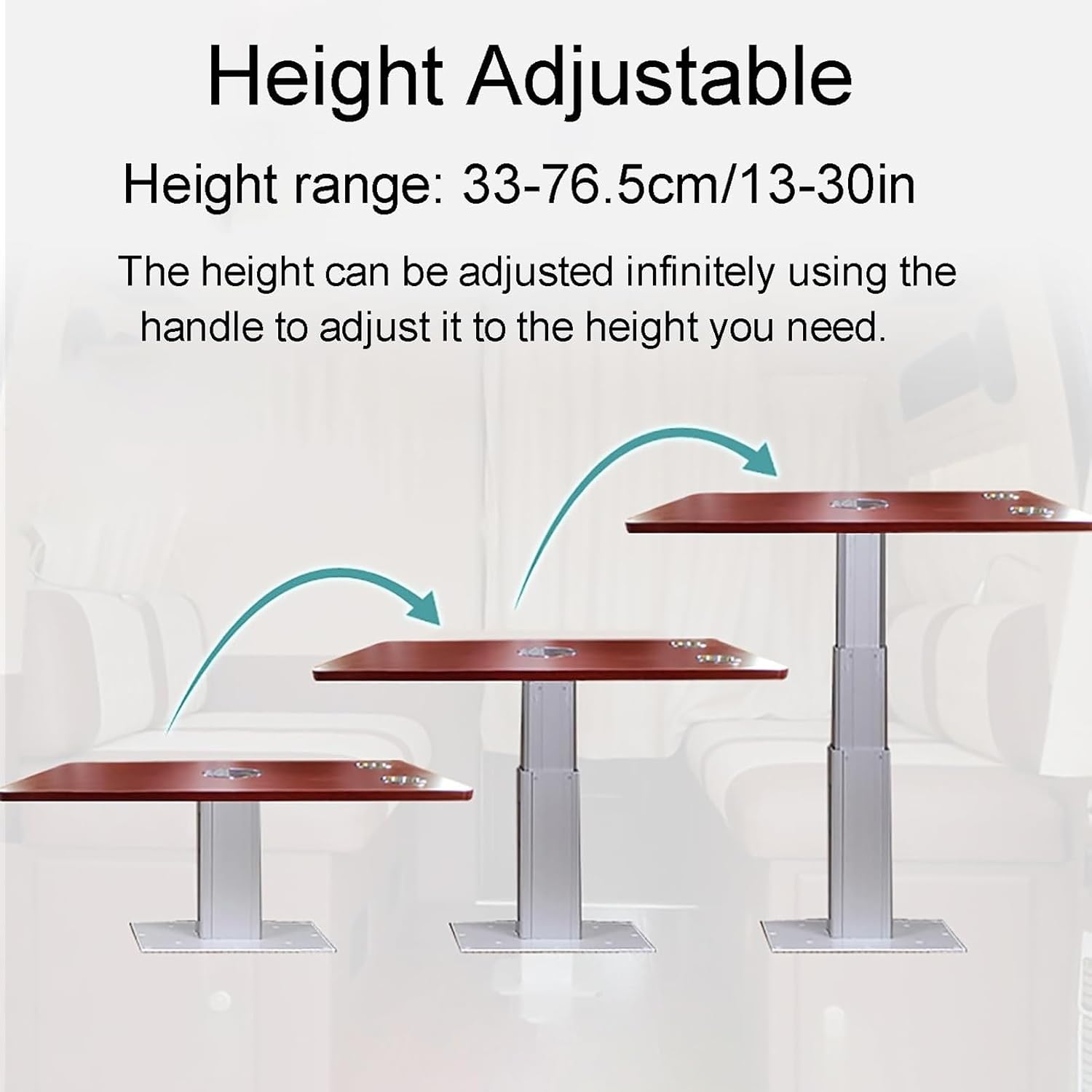 Adjustable Aluminum Pedestal Stand Table for RV, Boat & Yacht - Detachable Base, Perfect for Marine Workrooms & Galleys (Red)