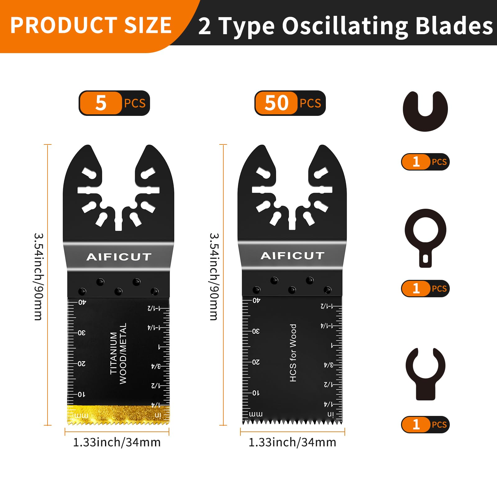 AIFICUT Oscillating Saw Blades - 55 Piece Kit -2