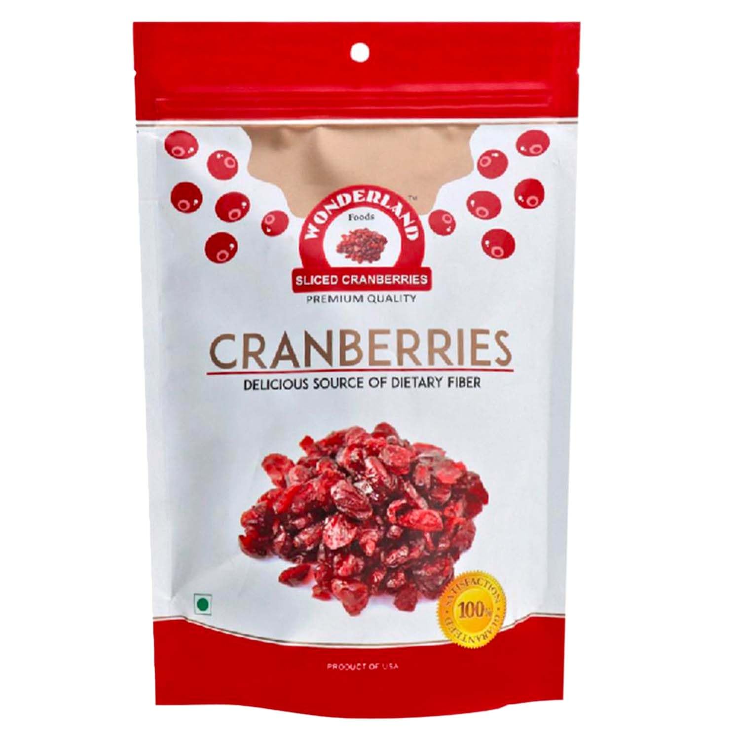 Wonderland Foods 200g Healthy & Tasty Californian Sliced & Dried Cranberry Pouch