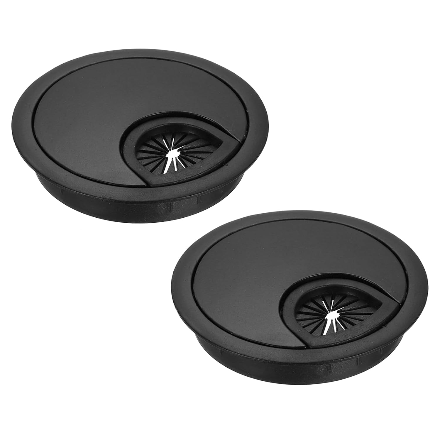 MECCANIXITY 2 Pcs Desk Grommet 2.4 Inch, Zinc Alloy Round Desk Hole Cover Wire Cable Cord Organizer for Home Office Computer Table Cables, 60mm, Black