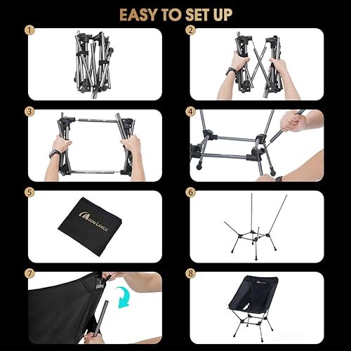 Miniatura 8 de MOON LENCE Silla de camping portátil Plus, más grande y espaciosa, compacta y ligera, silla plegable para mochilero y senderismo, capacidad de 330