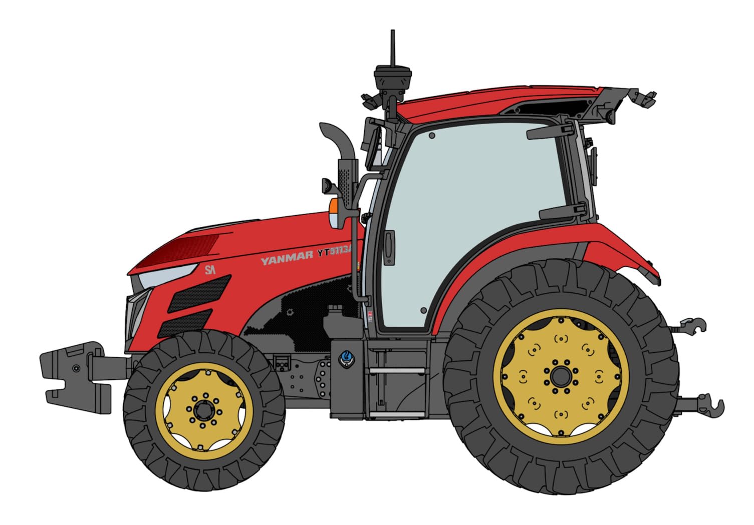Hasegawa 666108-1/35 Yanmar Traktor YT5113A, Robot Tractor - Maßstab 1:35