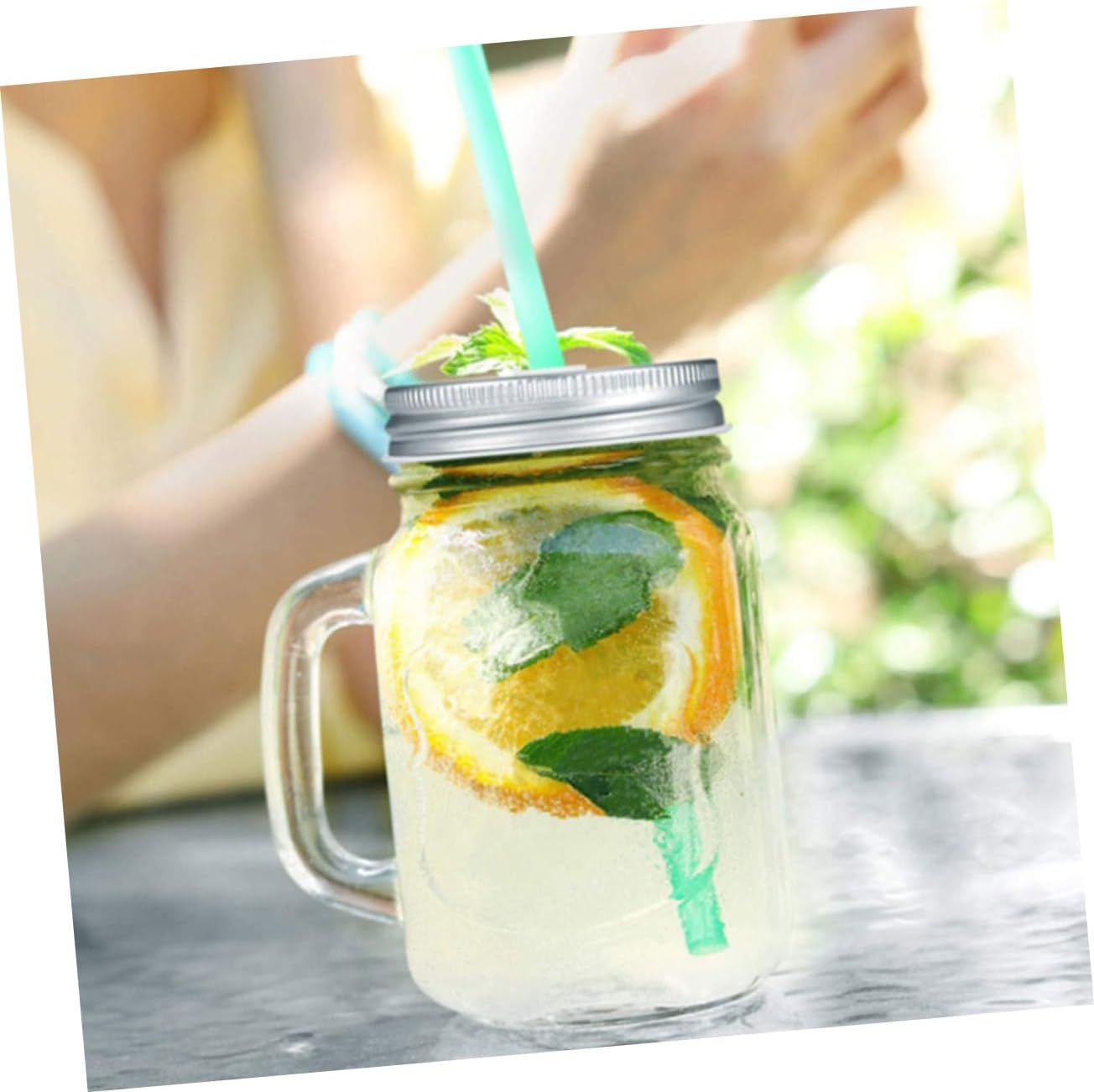 4pcs Canning Jars Lids Straw Hole Wide Mouth Mason Jar Lids Stainless Steel for Kitchen Decor