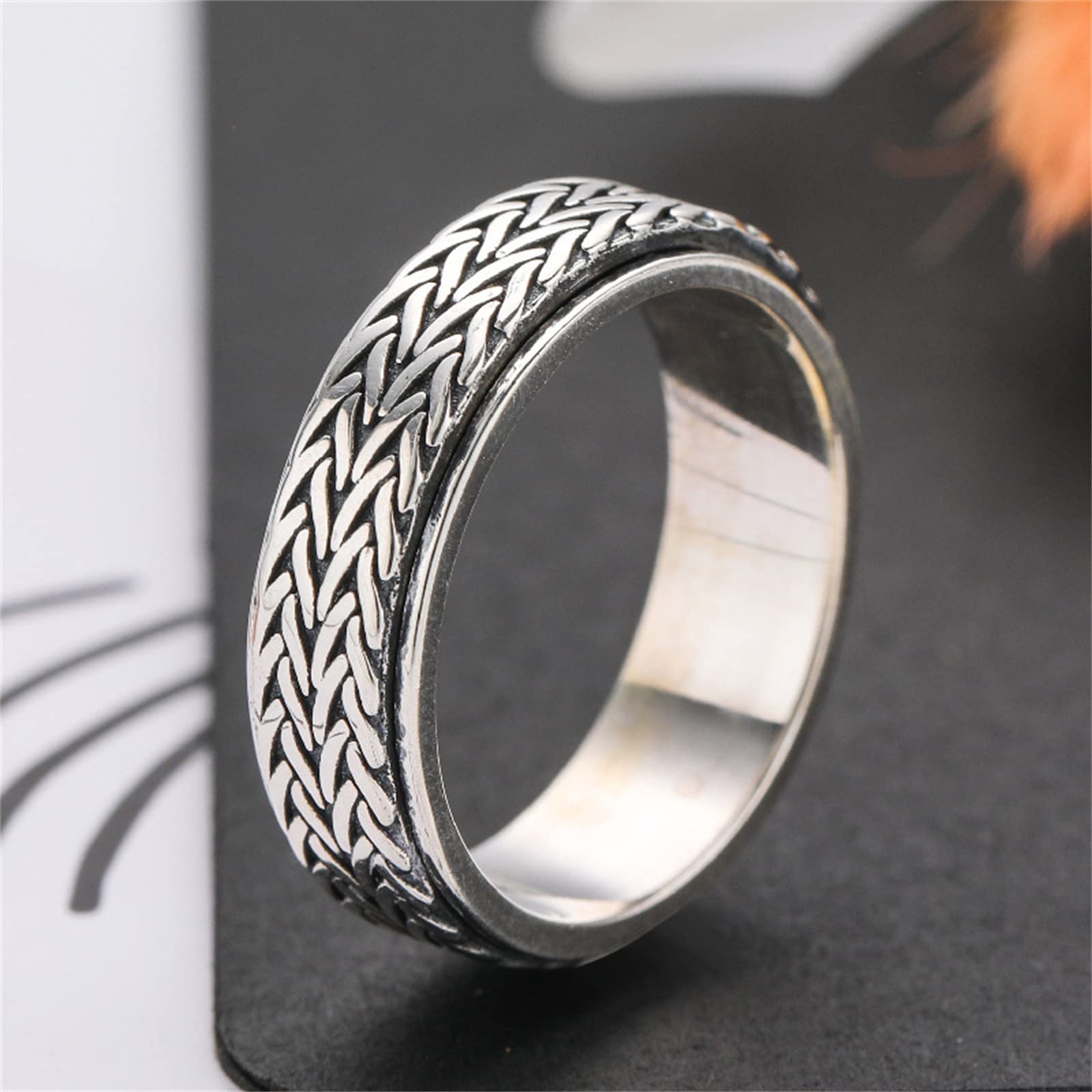 Ringschmuck, S925 Silber Celtic Knot Ring für Männer und Frauen, Gothic Vintage Drehgeweispel geflochtene Knotenring, Silber, 10