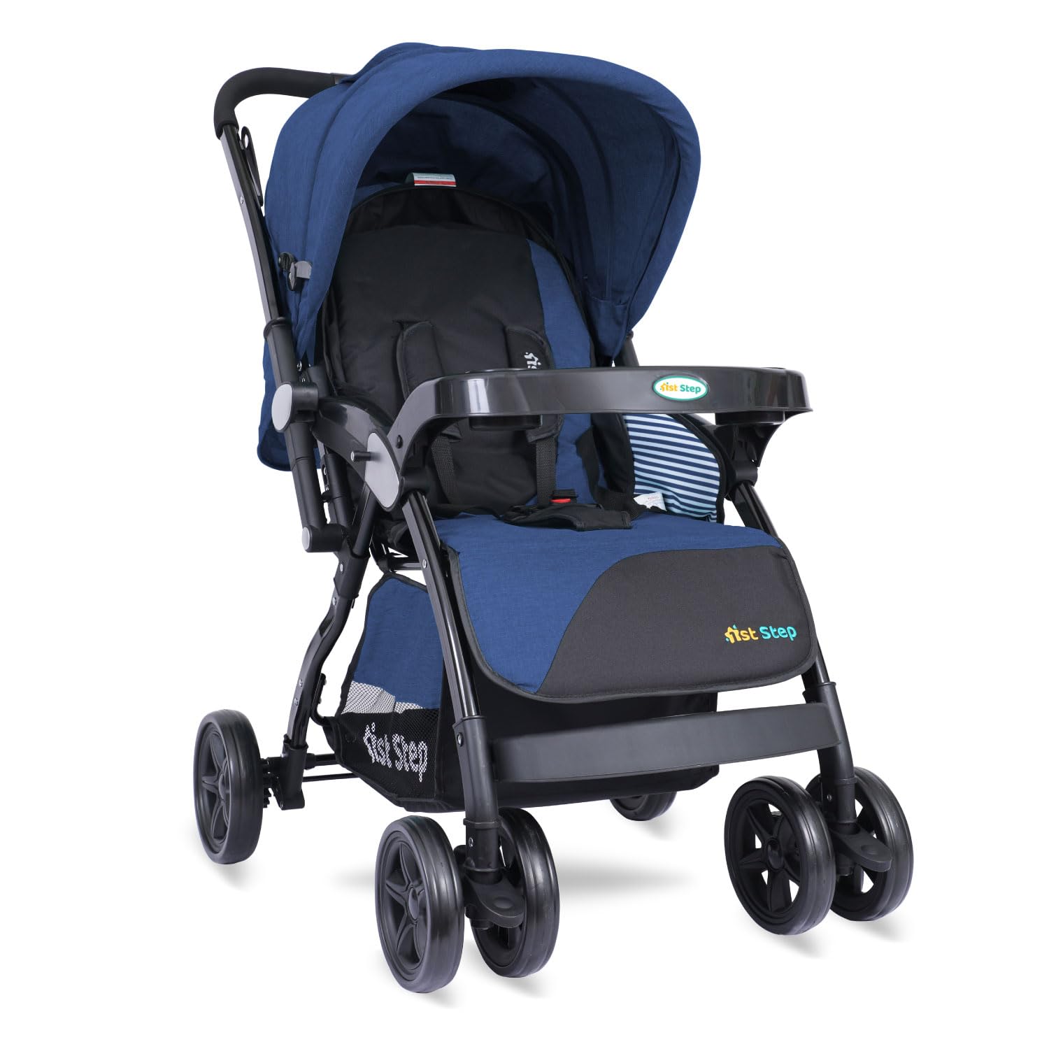 1st Step Grande Pro Stroller with 5 Point Safety Harness and Reversible Handlebar (Navy Blue)-image-5