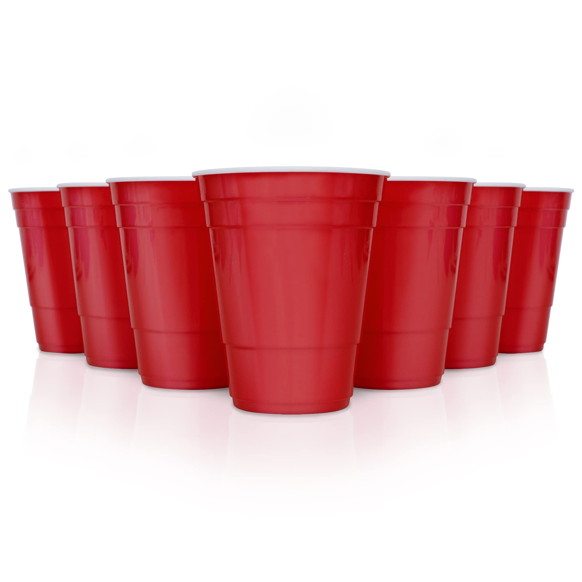VISN Cups - Red Cups aus Hartplastik | Spülmaschinengeeignet | Nachhaltige & Wiederverwendbare Mehrwegbecher | 22 Stück | 473ml (16oz)