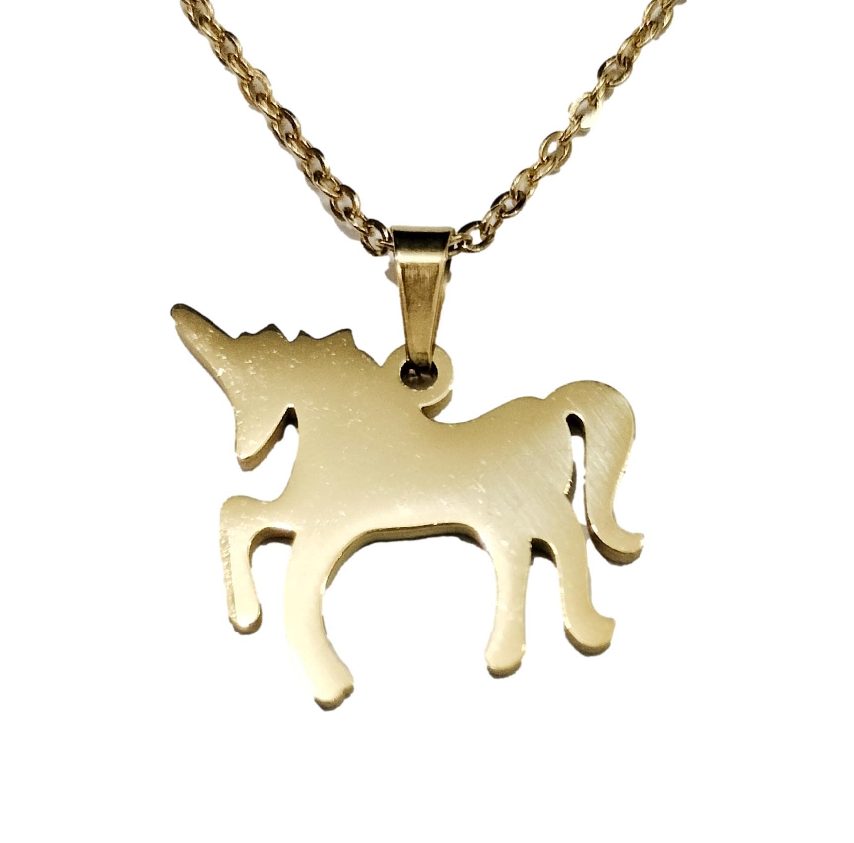 Pendant chain Gold Matte 16 inches stainless steel Unicorn pendant for girls Valentine Gifting Jewellery-image-0